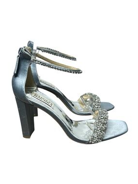 Badgley Mischka Blue Silver Rhinestone Heels Size 7.5 Embellished Ankle Strap